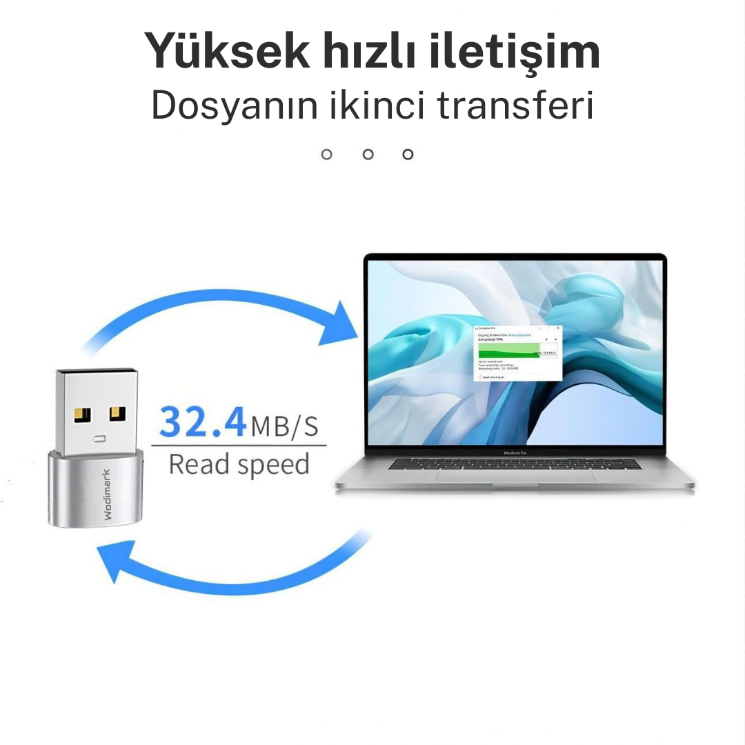 USB to Type-C 3.0 OTG Dönüştürücü – USB’den Type-C’ye Yüksek Hızlı Veri Aktarımı | Gri (1 Adet)