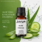 Juvya Aloe Fresh 10ml Esansiyel Koku Yağı, Aloe Vera Salatalık Kokusu, Buhurdanlık, Difüzör ve Oda Kokusu