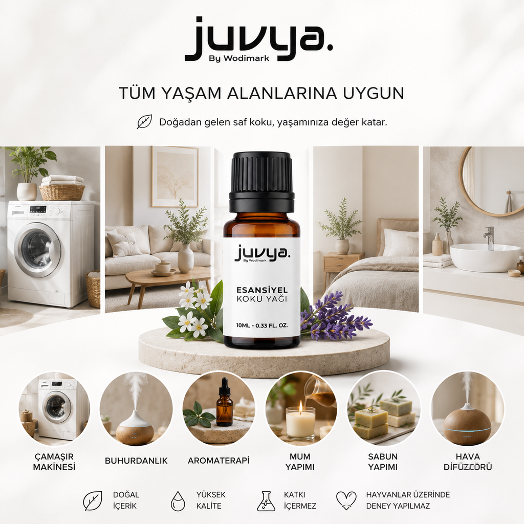Juvya. Vanilya Esansiyel Uçucu Koku Yağı Buhurdanlık Yağı Difüzör Esansı Hobi Esans Ortam Oda Kokusu 10ml