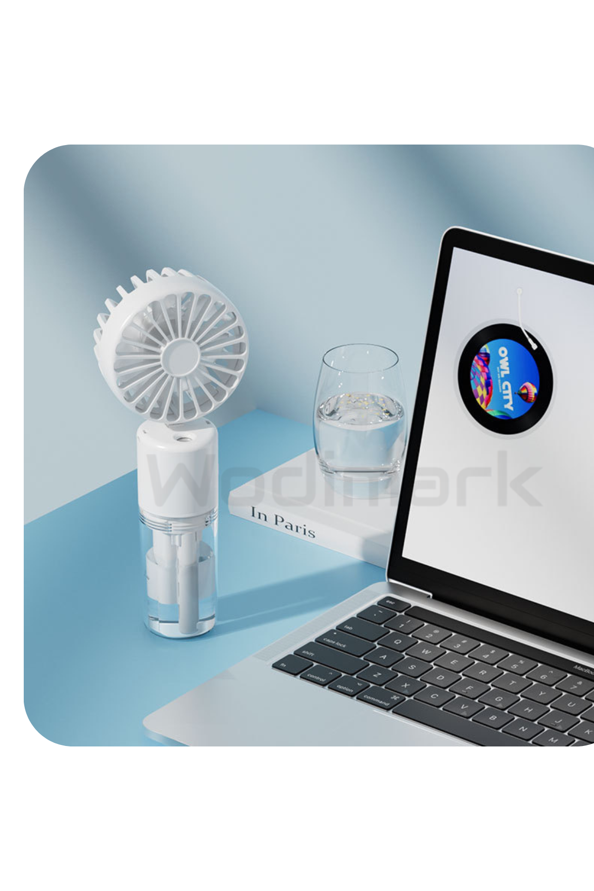 Wodimark El Tipi Sulu Buharlı Fan Şarjlı Vantilatör Mini Masaüstü El Fan Taşınab