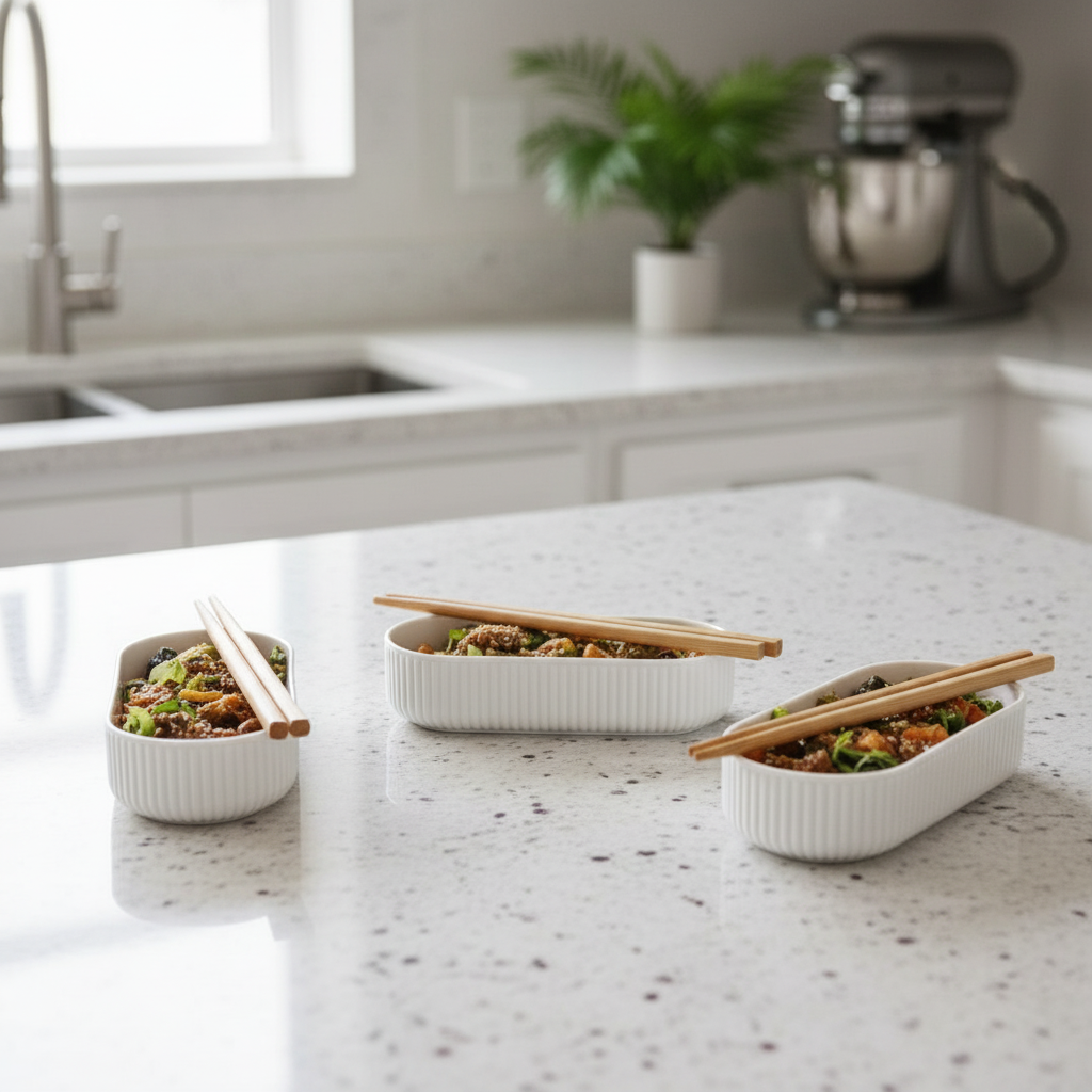 Bambu Kapaklı Saklama Kabı Lunch Box 3'lü